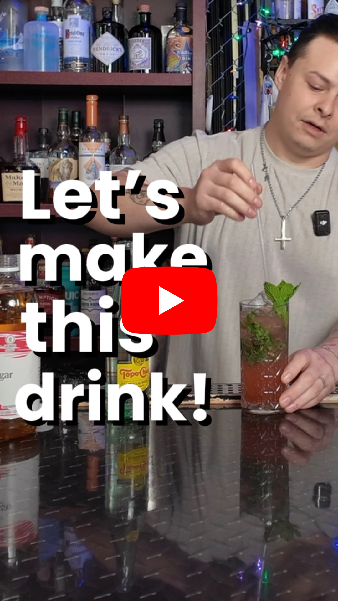 YouTube video preview showing a bartender make a cocktail.