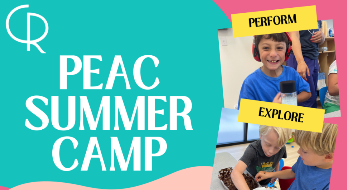 Boys in summer camp: one boy smiles while wearing sound cancelling headphones and two other boys bake a cake.