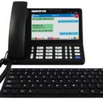 A Hamilton Relay digital desktop phone that offers Real-Time Text
