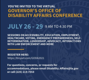 Governor's Office of Disability Affairs 2021 Conference Flyer