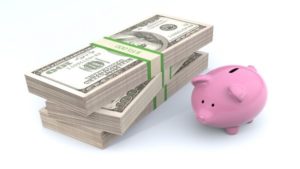 Savings Accounts: Hundred-Dollar Bills and Pink Piggy Bank