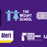 Event Alert graphic on purple background that includes the loogs for SKI-HI, The Bright School, The Eye, Ear, Nose & Throat Foundation, Human Development Center, and LSU Health New Orleans.